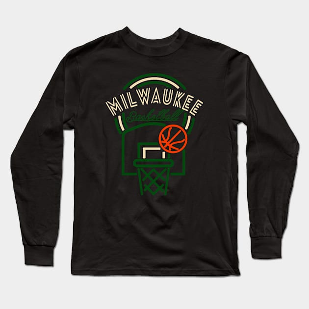 Neon Milwaukee Basketball Long Sleeve T-Shirt by MulletHappens